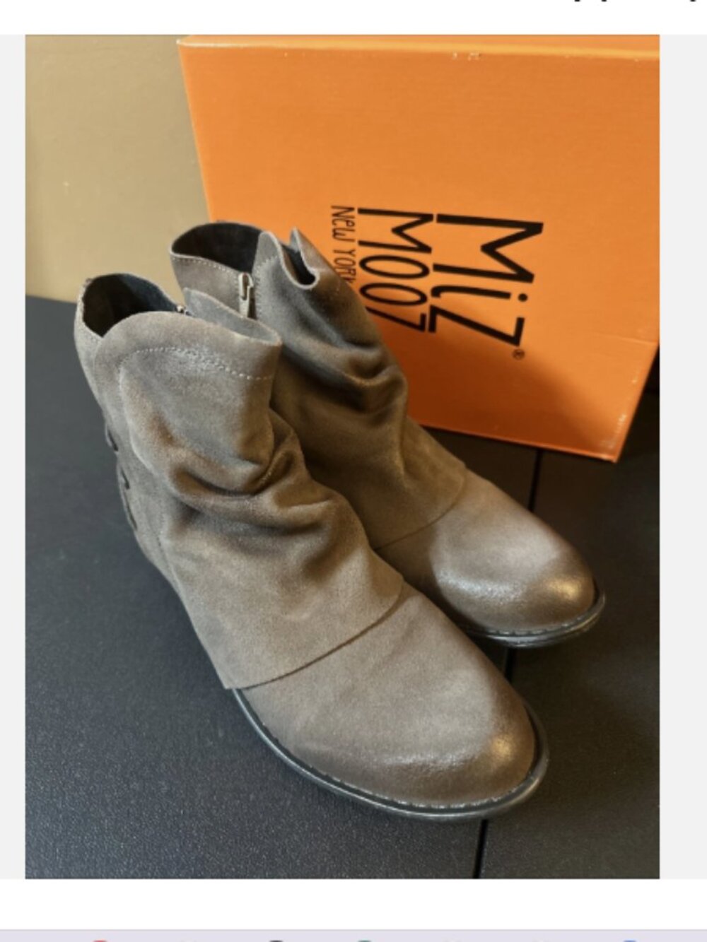 Miz Mooz Suede Rched Ankle Boots-Dotti-Gray Suede-EU 38 (US 7.5-8)-NEW-A670295